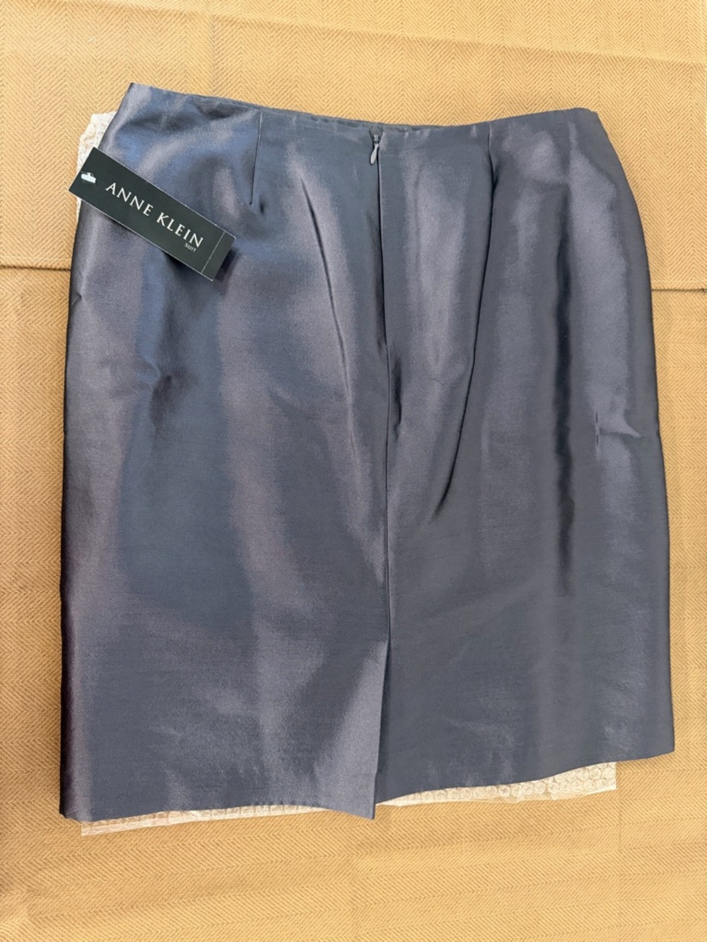Anne Klein Midnight Blue Wool Satin Pencil Skirt